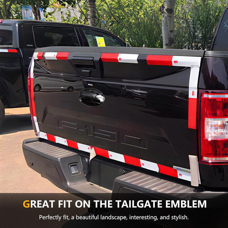 RERPRO 9.5" Front Grill Rear Tailgate Emblem Cover Trim Compatible with 2015-2023 Ford F150 Exterior Accessories Decor Overlay American Flag Oval Emblem Protector Decoration Decal 2 Pack - Image 4